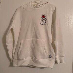 Keith Haring White Hoodie with Heart Graphic